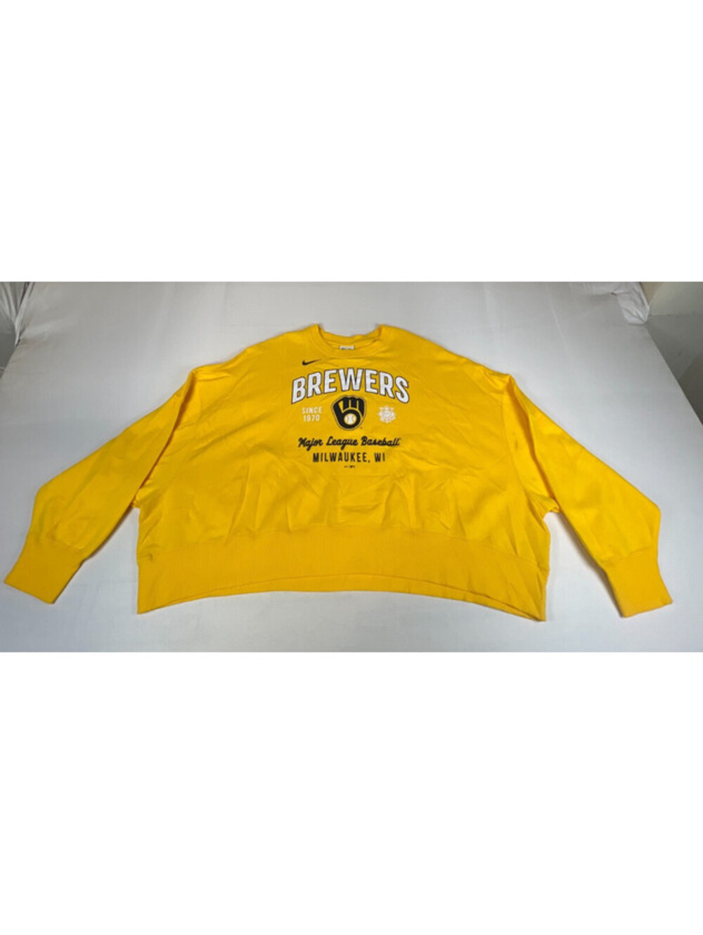 Nike MLB Milwaukee Brewers Yellow Crewneck Sweatshirt Men XXL NWT